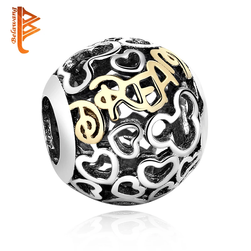 Аутентичные 100% 925 стерлингового серебра и золота два тона ажурная подвеска в