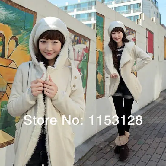 Women China Style Fashion Casual Cute Woolen Hooded Coats Jacket / Girl's Simple Cotton Velvet Knitted Thicken Tops/ A083 | Женская
