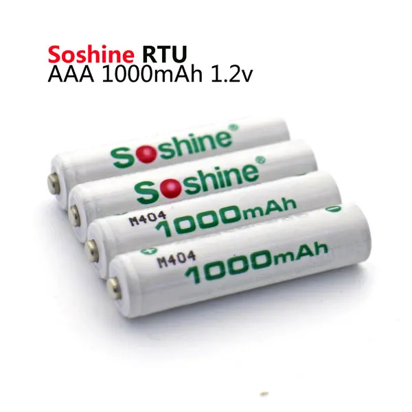 4 шт./лот Soshine RTU AAA 1 2 V 1000 mah аккумуляторная батарея Ni-MH с коробкой для батарей |