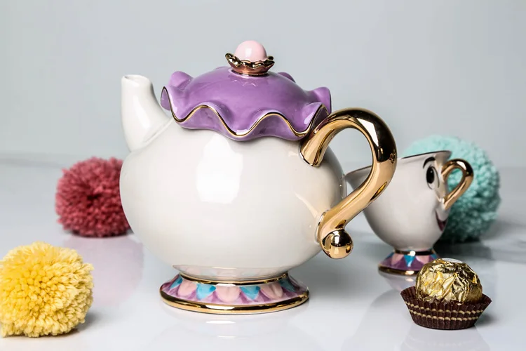 Мультфильм красота и чудовище чайный сервиз чай горшок Mrs Potts горшок чип чашка кружка один набор для друга креативный Рождественский подарок Быстрая