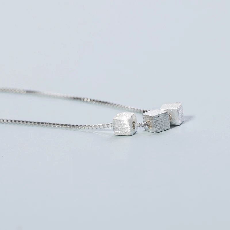 Silver Color Jewelry Simple Scrub Square Sterling Choker Necklaces &amp Pendants For Women VNS8005 | Украшения и аксессуары