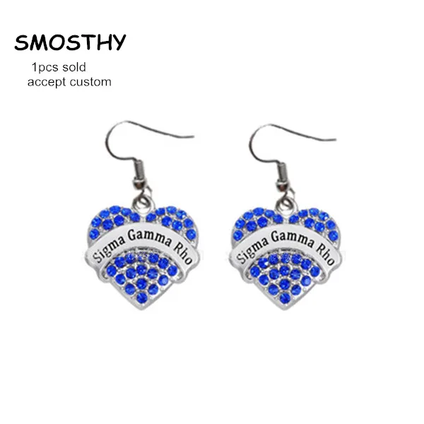 Женские серьги браслет Sigma Gamma Rho с кристаллами и сердечками украшение ручной