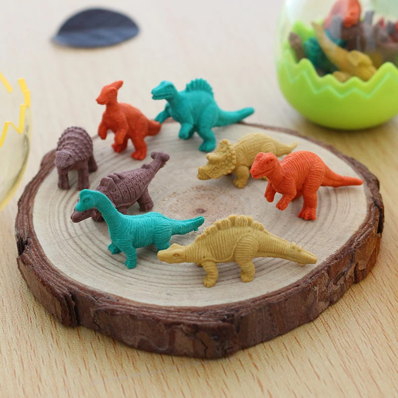 8pcs/set Creative Dinosaur Eraser Mini Cute Rubber Kawaii Students Stationery Kids Gifts School Office Correction Supplies | Канцтовары