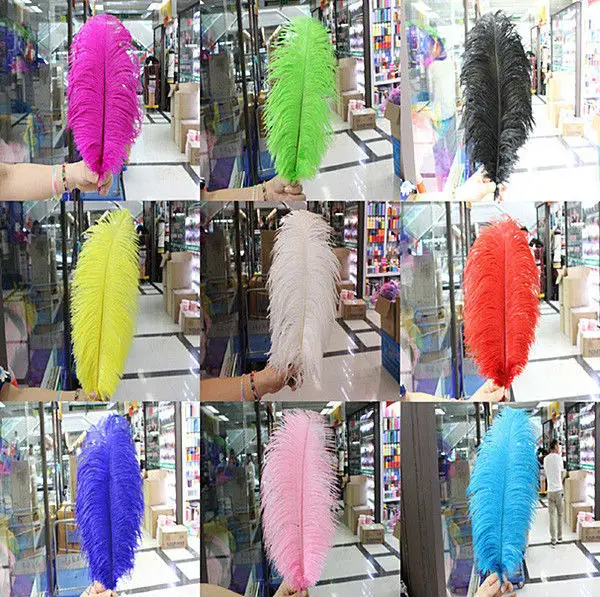 

perfect! 50PCS / lot Beautiful red ostrich feathers 40-45 cm / 16-18 inch, wedding feather decorations