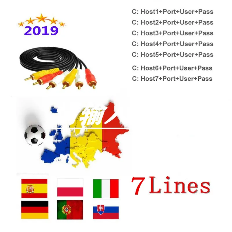 Европа Испания HD кабель 1 год cccam для спутникового ТВ ресивера 7 C-line wifi FULL HD DVB-S2 поддержка Испания cccam Клайн сервер