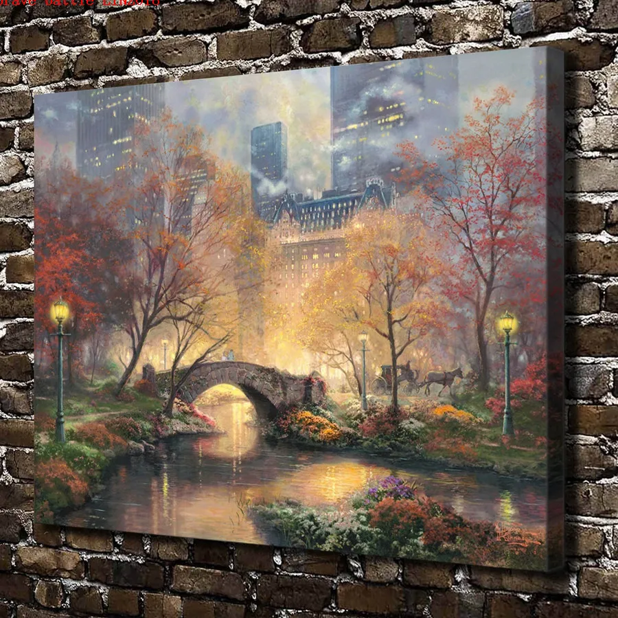 Томас Кинкейд Центральный парк в он осень холст для живописи принт Гостиная