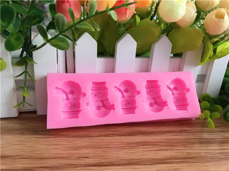 5 отверстий Снеговик шоколадный антипригарный силиконовый торт хлеб плесень