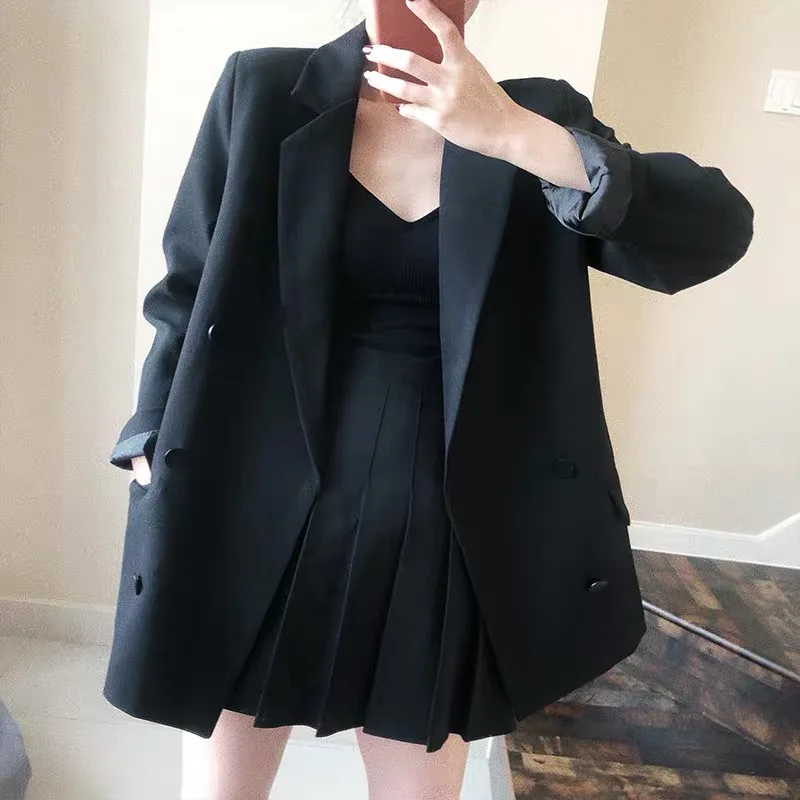 Женский офисный костюм из двух предметов пиджак в полоску на одной пуговице с