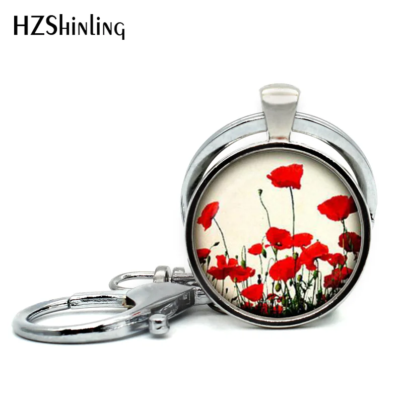 Новинка 2017 трендовая область цветов брелок для ключей с красным цветком