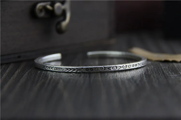 C&ampR Real 999 Sterling Silver bangle bracelet for women carved symbol opening bangles Thai bracelets Fine Jewelry | Украшения и