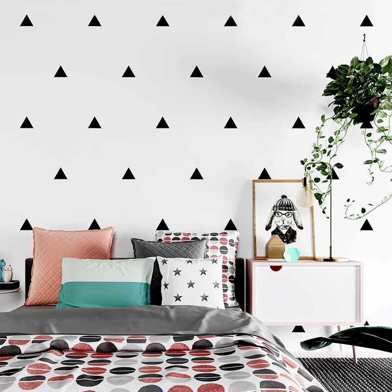 

Nordic Style Living Room Bedroom TV Backdrop Wallpaper Modern Art Designs Black White Lattice Triangle Pattern Decor Wall Paper