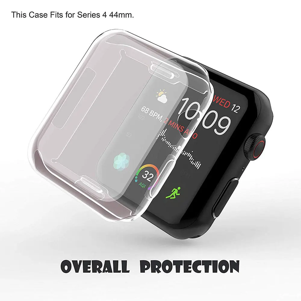 Чехол Ascromy для Apple Watch Series 4 силиконовый мягкий тонкий защитный экран чехол с