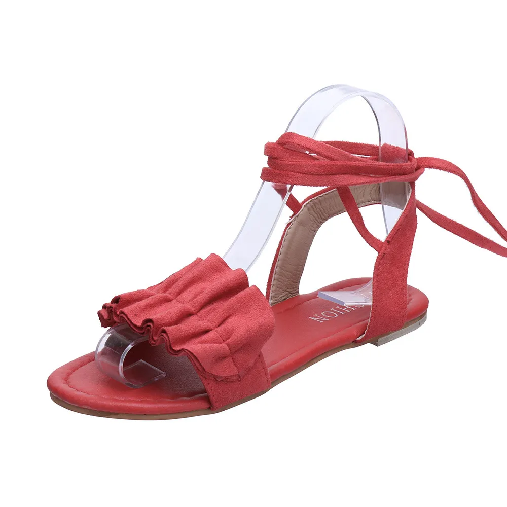 Женские однотонные сандалии в римском стиле Летние пляжные шлепанцы на плоской