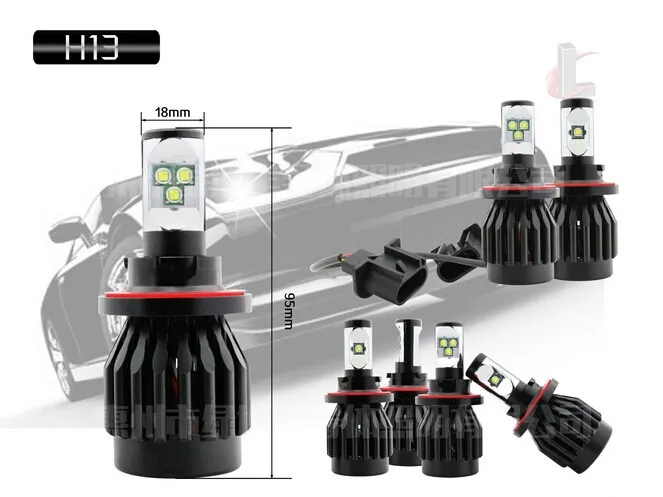 2 шт. все в одном Canbus Cree чипы 80 Вт 8000Lms H13/9008 6000K белый двойной пучок дальний/Ближний
