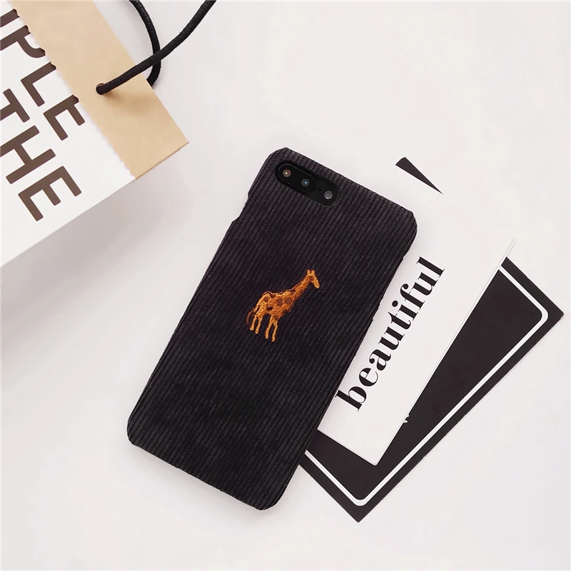 Giraffe Теплый тканевый чехол для телефона для iPhone 11 Pro 6 6S 7 8 Plus X чехол милый овечий Пингвин плюшевый Твердый чехол для iPhone X XR XS MAX - Цвет: Giraffe