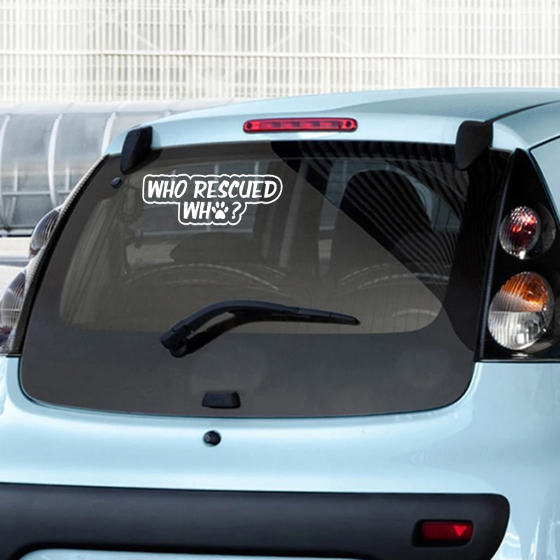 Who Rescued Who? Vinyl Decal Sticker Window Wall Bumper Animal Adopt Dog Cat Paw | Автомобили и мотоциклы