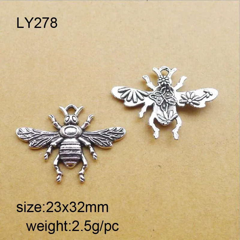 Подвеска в виде пчелы из цинкового сплава 25 шт. 23 х32 мм|bee charm|silver plated charmscharm pendant |