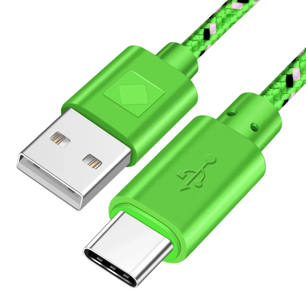 Green Олаф мобильный телефон type C кабель для samsung S9, быстрая зарядка usb type-C кабель для Xiaomi mi8 USB кабели для huawei honor 10 - Цвет: Green