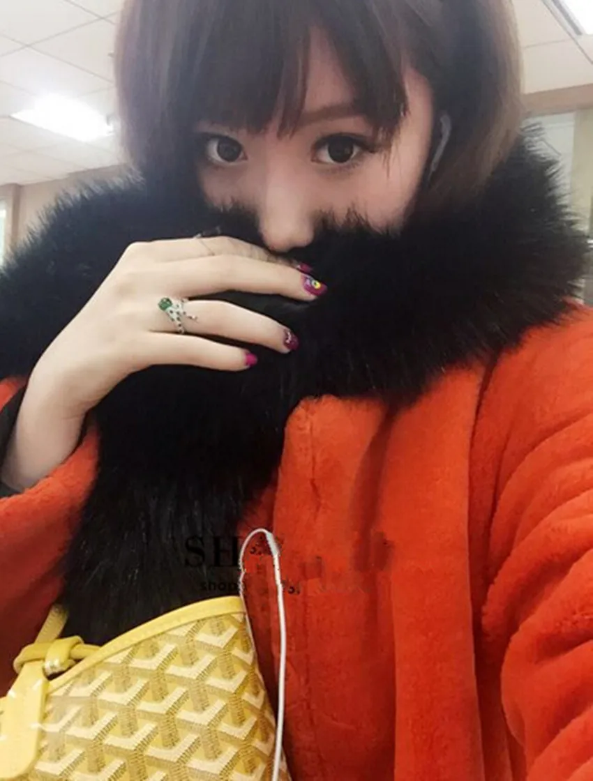 Модный харию лохматый искусственного лисьего меха Теплый длинный шарф-воротник