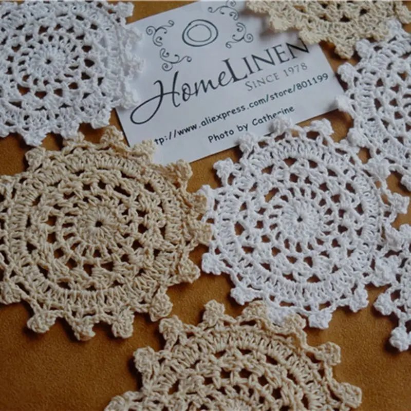 Вязаные крючком салфетки ручной работы кружева винтажные бежевые оптовая