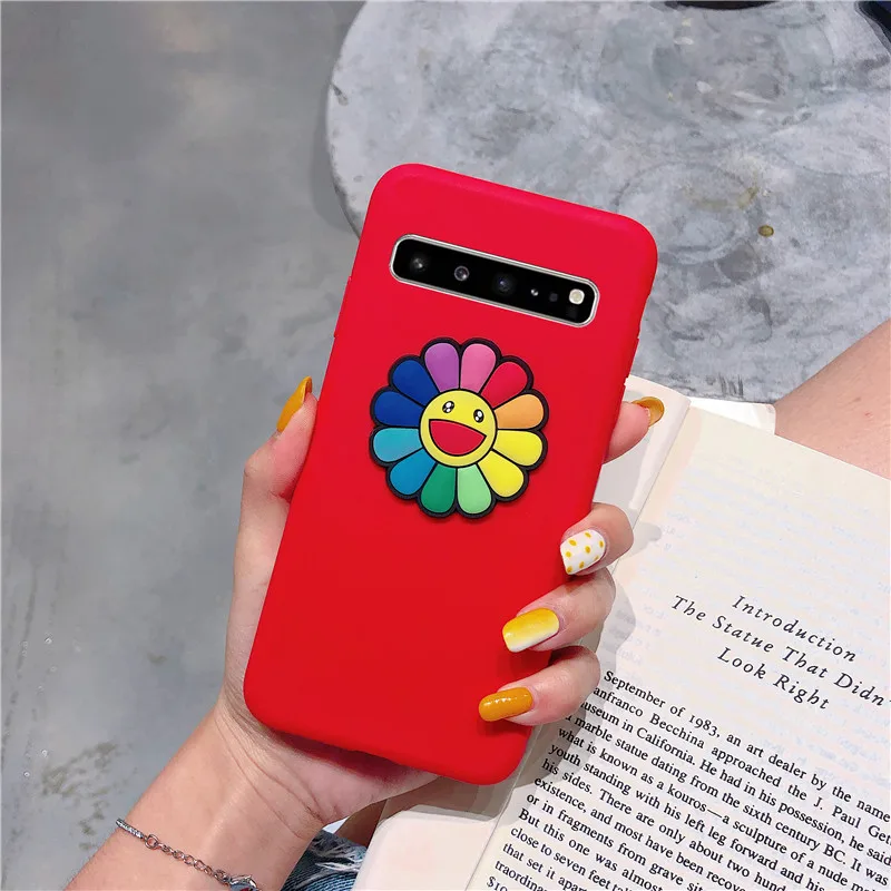 matte 3D solid color candy silicone flower case for Samsung Galaxy S10 5G S10E S9 S8 plus S6 S7 edge funny soft back cover funda |
