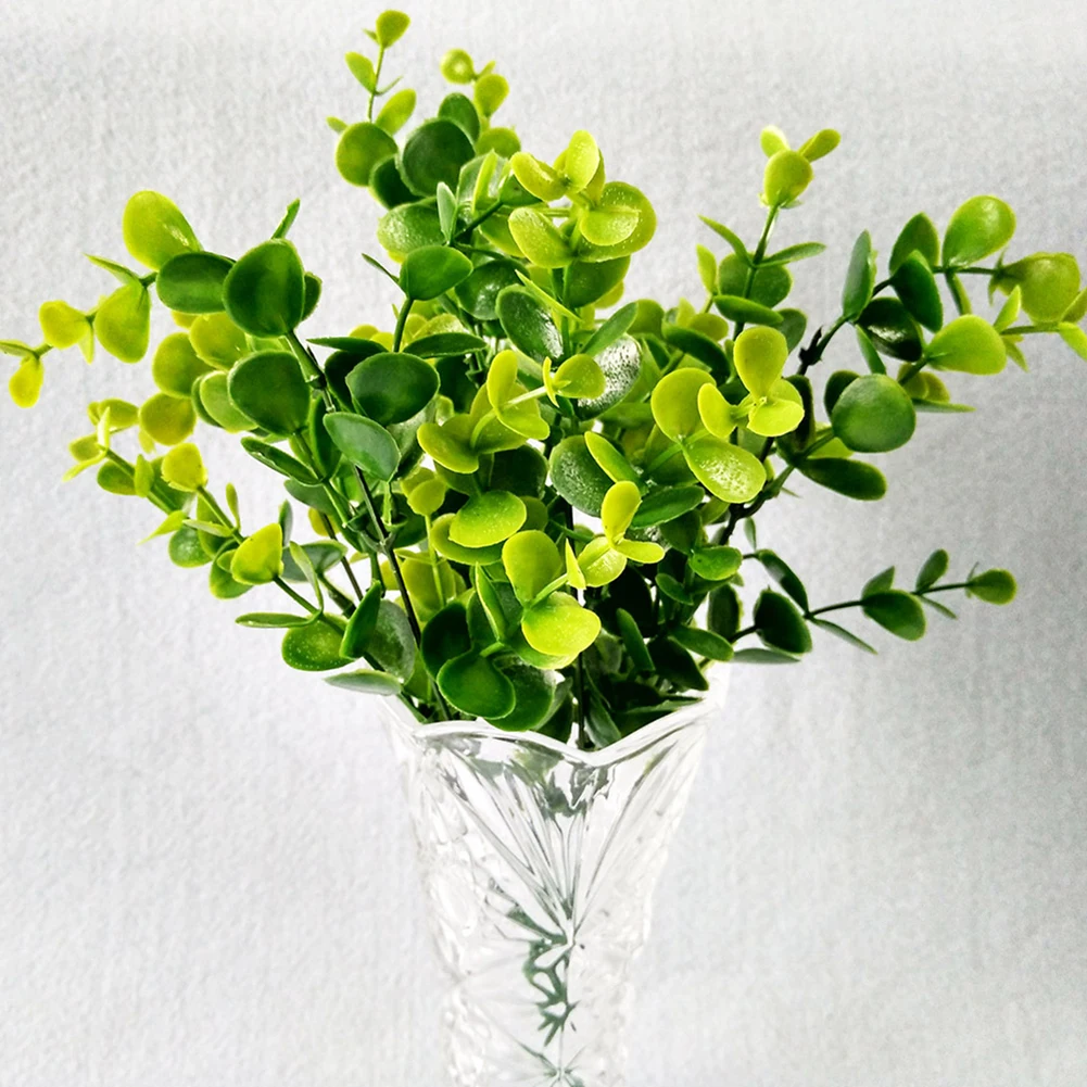 7Pcs artificial plant leaf plastic eucalyptus inserted potted flowers decorative green plants | Дом и сад