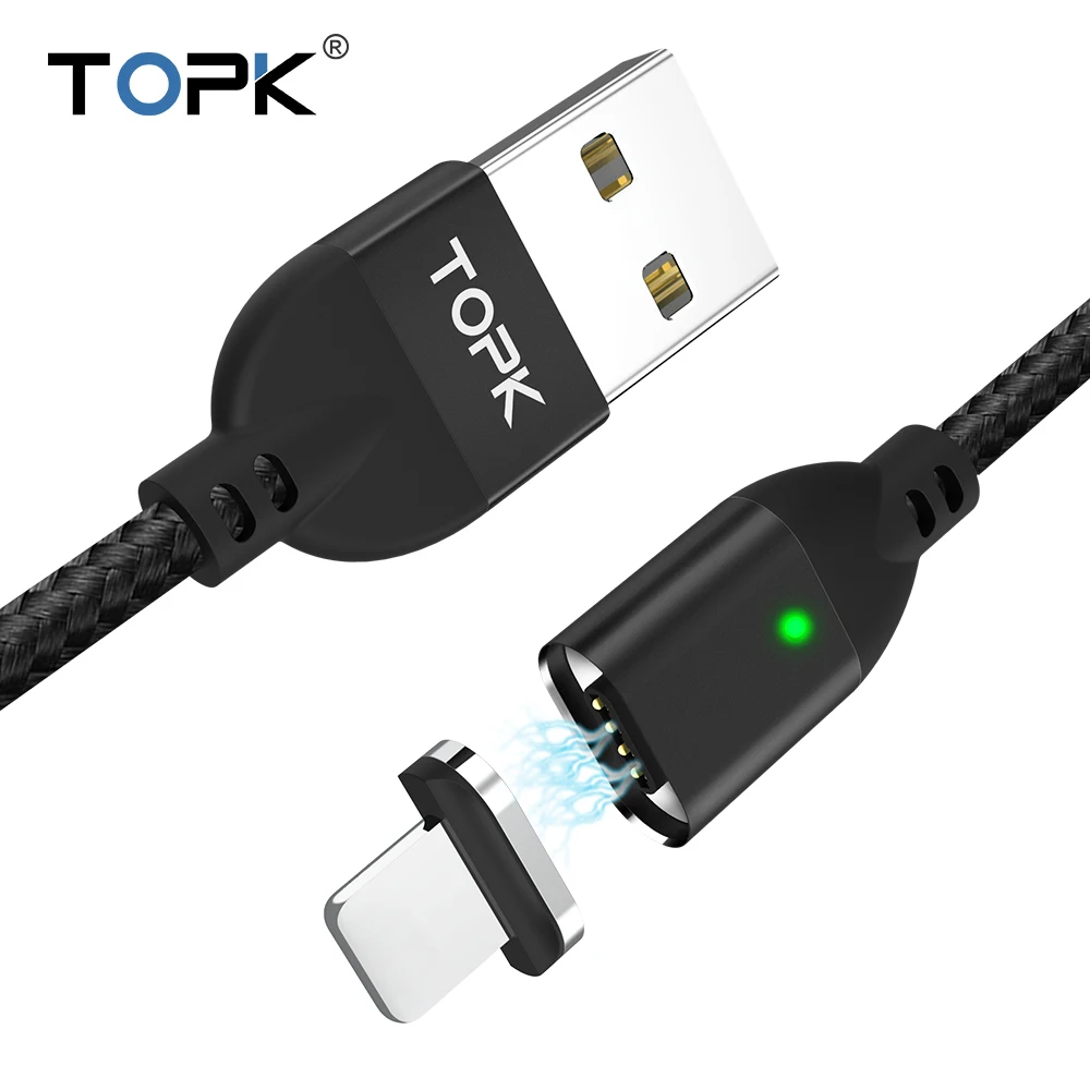 Магнитный 8 контактный usb кабель TOPK Q FLine для быстрой зарядки и синхронизации