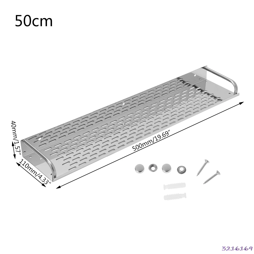 size 50cm Нержавеющая сталь кухня ванная полка настенный стеллаж для хранения один слой - Цвет: size 50cm