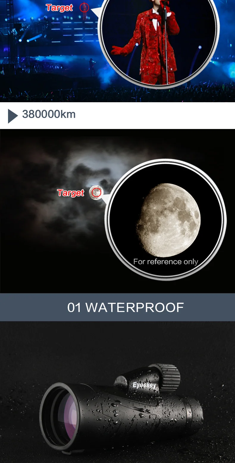 Eyeskey ручной Монокуляр большой объектив водонепроницаемый телескоп качество для охоты высокой мощности с BaK4 призма оптика