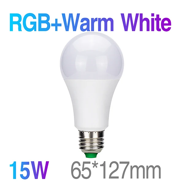 15W RGB Warm White RGB светодиодный светильник с регулируемой яркостью 5 Вт 10 Вт 15 Вт E27 AC85-265V 16 цветов сменный светодиодный RGB Освещение с функцией памяти+ ИК-пульт дистанционного управления - Испускаемый цвет: 15W RGB Warm White