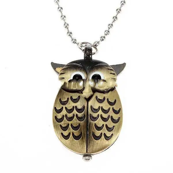 Decathlete Vintage Bronze Owl Pendent Quartz Pocket Watch Chain Necklace | Лампы и освещение