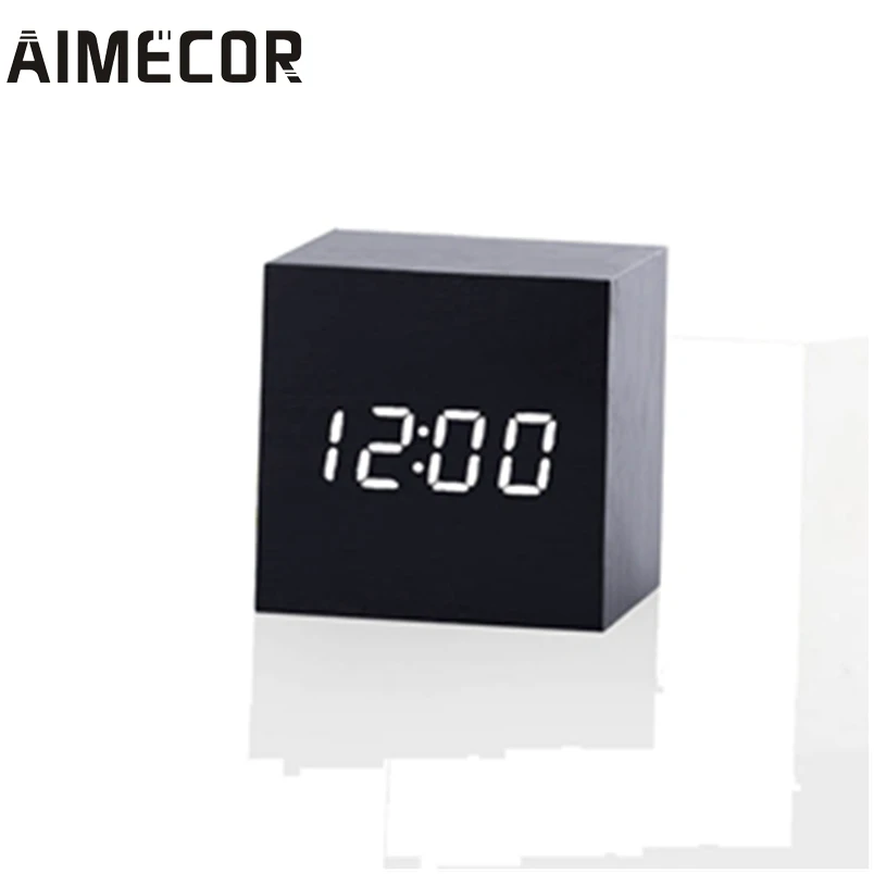 Aimecor Будильник-проектор современный деревянный цифровой светодиодный Настольный будильник с термометром, таймером, календарем* 30, подарок