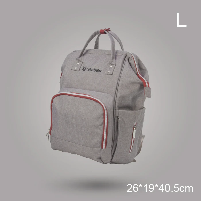 Large Grey Lekebaby сумка для подгузников, рюкзак, Детская сумка со встроенным стальным кольцом, сумка-тоут, сумка для беременных - Цвет: Large Grey