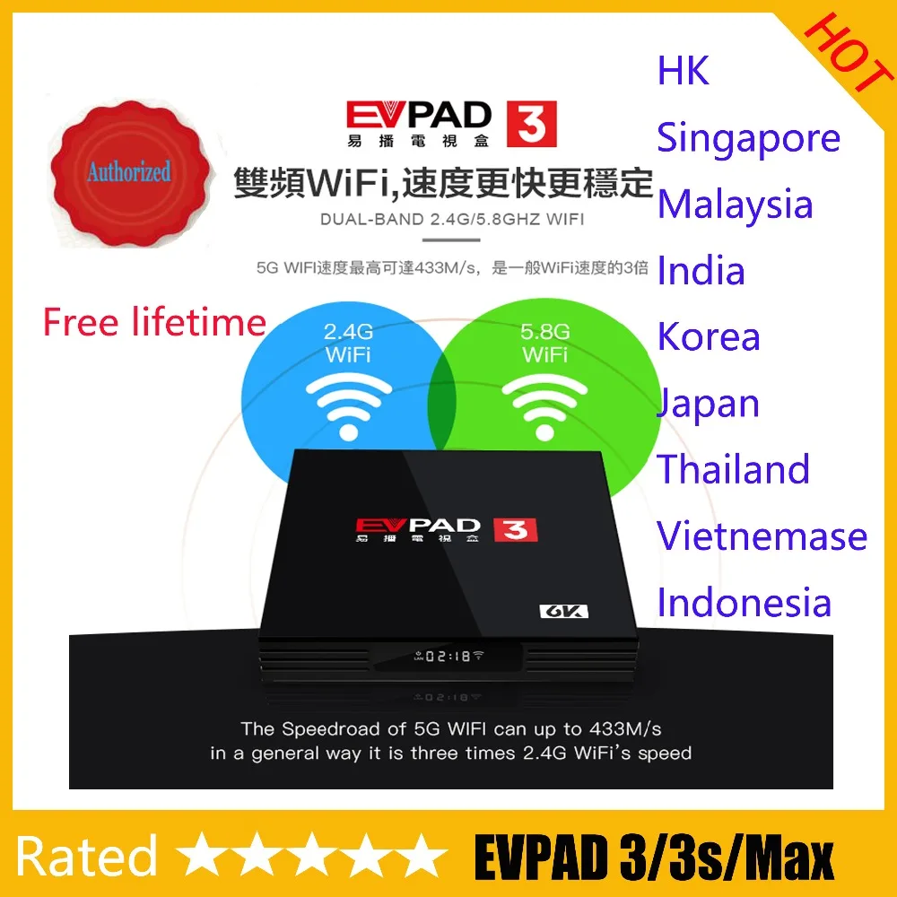 [В наличии] EVPAD 3s/3plus/3max + 4/64G 3r tv box evbox plus