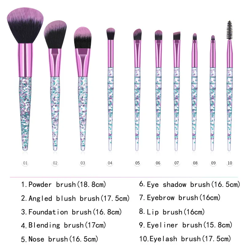 

Massaller 10pcs Purple Makeup Brushes High Quality Synthetic Fibers Powder Blush Blending Foundation Eyebrow Eyeliner Brush Set