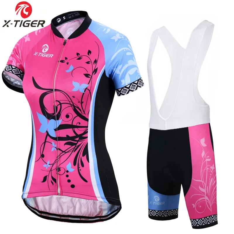 Bib Cycling set X-Tiger Pro Женский комплект для велоспорта быстросохнущая одежда для велоспорта дышащая одежда MTB для велосипедистов костюм для езды на гоночном велосипеде Джерси комплект - Цвет: Bib Cycling set