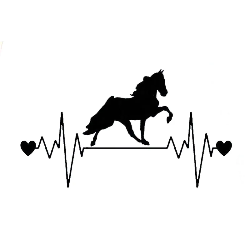 

20cm*11.2cm Walking Horse Heartbeat Lifeline Car Sticker Animal Car Styling Decals Black/Sliver S6-2727