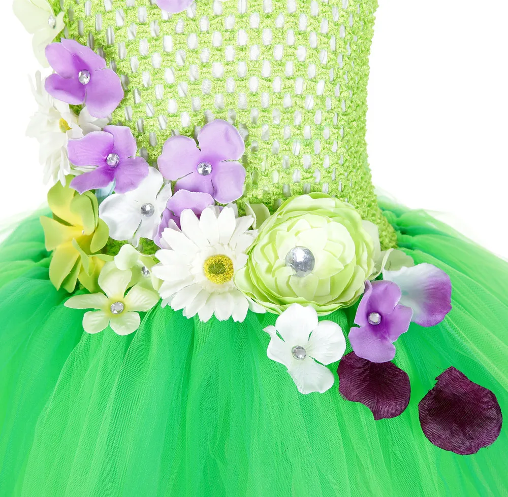 Green Princess Custom Wonder Fairy Tutu Dress Girls Clothing Christmas for Kids Flower Sleeveless Birthday Party | Детская одежда и