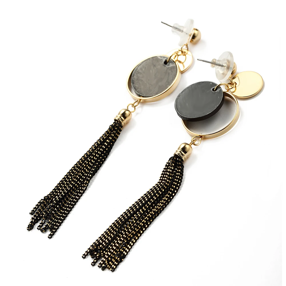 women dangle drop earrings for ladies with round circle chains metal | Украшения и аксессуары