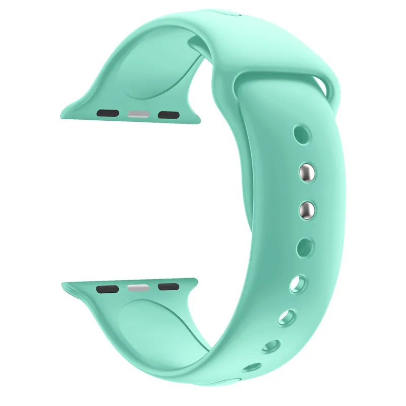 mint green Спортивный ремешок для Apple Watch Series 4 44 мм 40 мм пояс, мягкие силиконовые спортивный ремешок замена наручные браслет для iWatch ремешки - Цвет ремешка: mint green