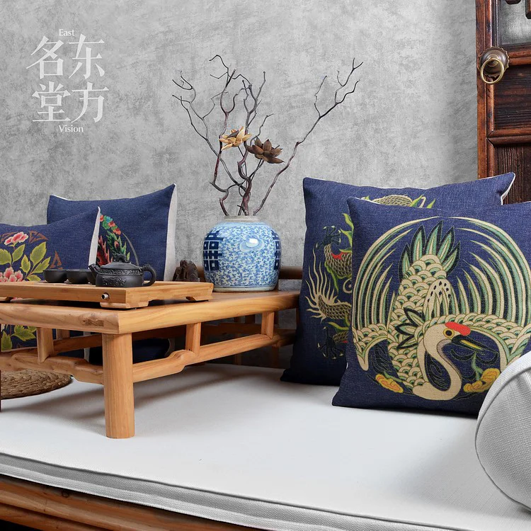 china classic cushion Cotton Linen Sofa Cushion dark blue dragon and Throw Decorative Pillow Home Car Seat Decor | Дом и сад