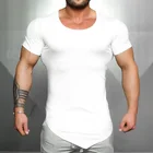 Брендовая одежда, облегающая футболка с коротким рукавом, Мужская футболка для фитнеса, Однотонная рубашка для тренажерных залов, Мужская облегающая летняя футболка