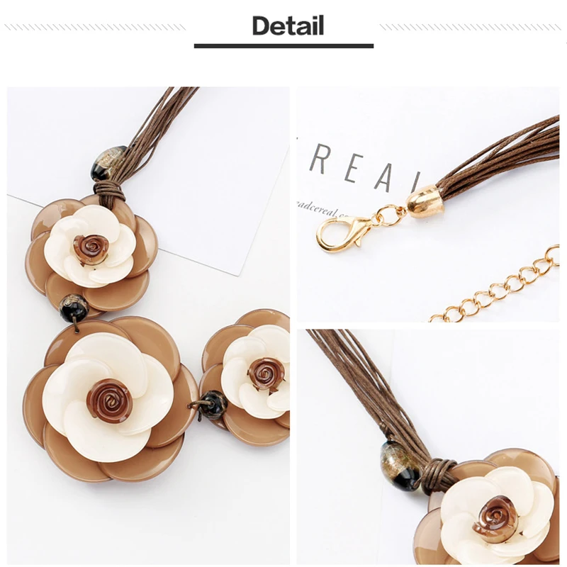 

Bohemian Acrylic Flowers Necklace For Women Charm Boho Necklace Pendants Jewelry Wild clavicle chain High quality necklace