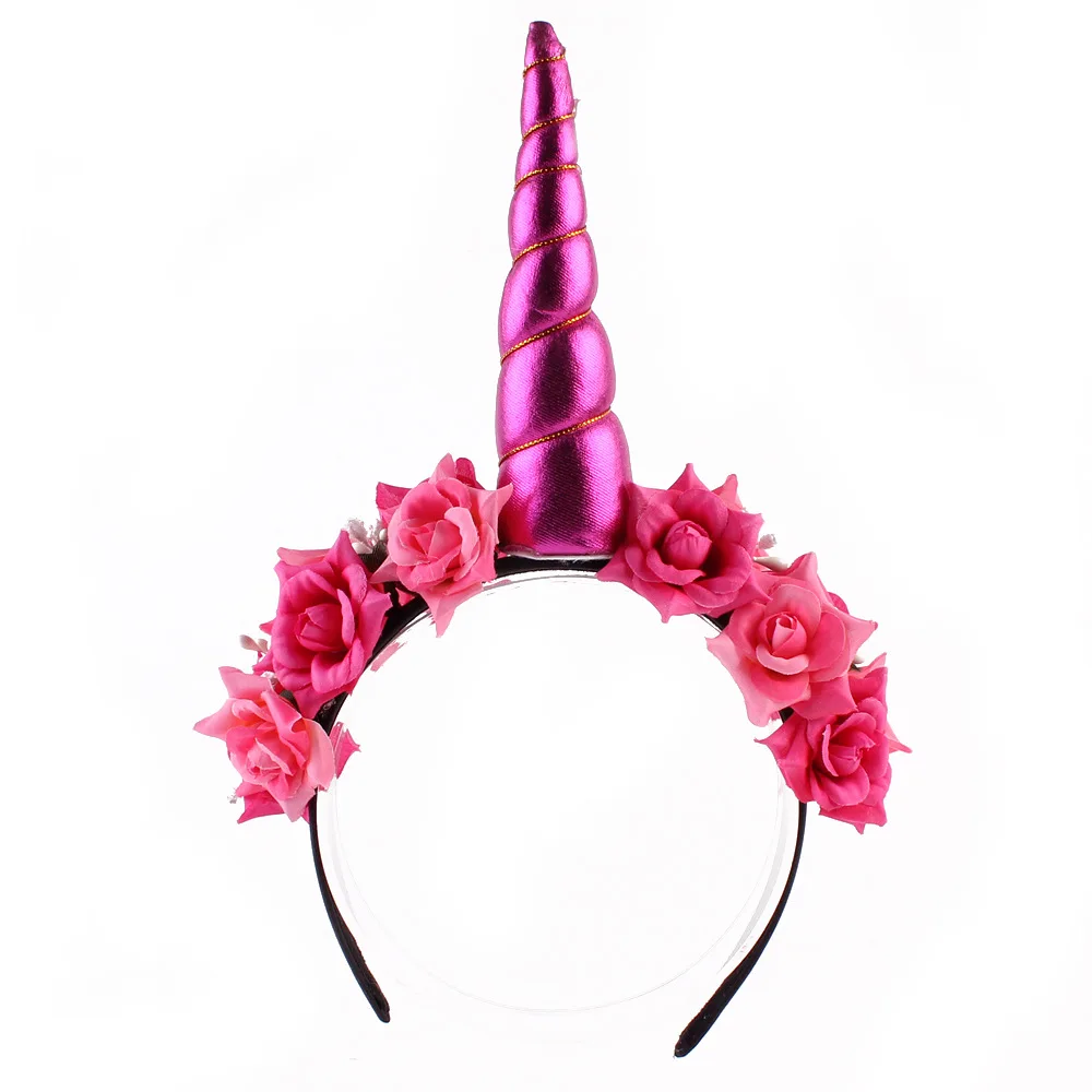 Fashion Headband Rainbow Unicorn Horn Hairband Flower Glitter Easter Bonus Party Gift Beautiful Kids Hair Accessoriess | Детская одежда