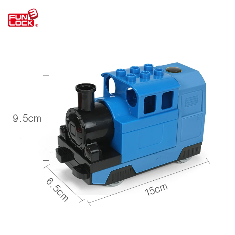 All Blue Train Head Funlock Duplo игрушки на батарейках поезд блоки для детей развивающие игрушки Электрический поезд для детей - Цвет: All Blue Train Head