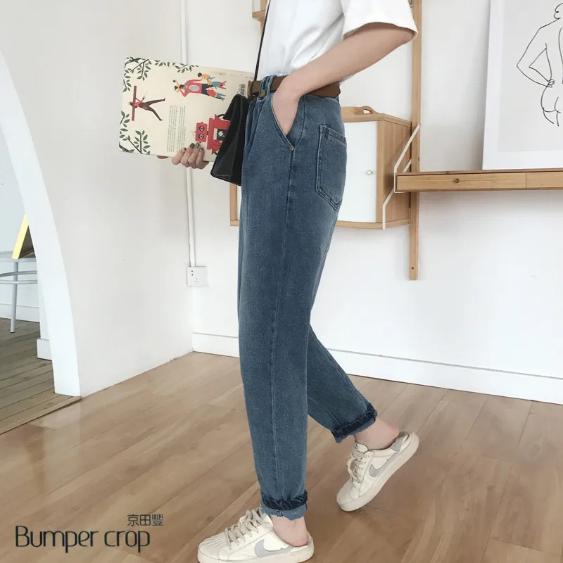Настоящие женские джинсы BUMPERCROP весна 2019 новый дизайн винтажные синие штаны