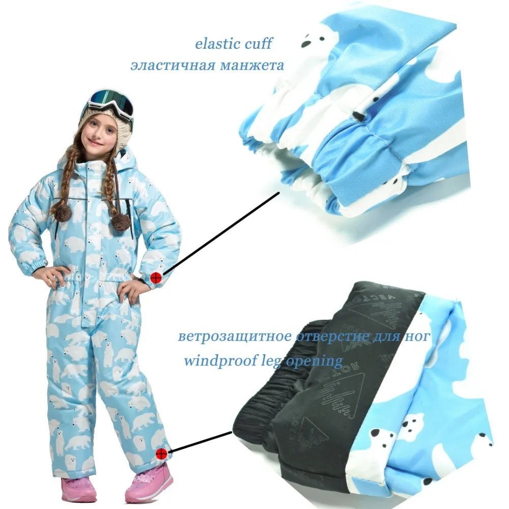 Vector Warm Kids Ski Hooded Suit Snowboard Overall Children Snow Winter Outdoor Waterproof Windproof Boy Girls Skiing Clothes|Лыжные