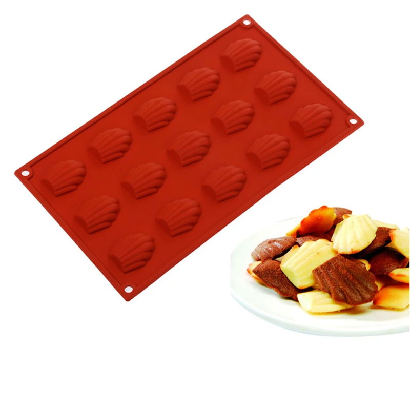 

15 Cavity Madeleine Silicone Cookie Molds Shell Shape Cookies Biscuits Tools Dessert Candle Cake Bakeware Decoration Tools