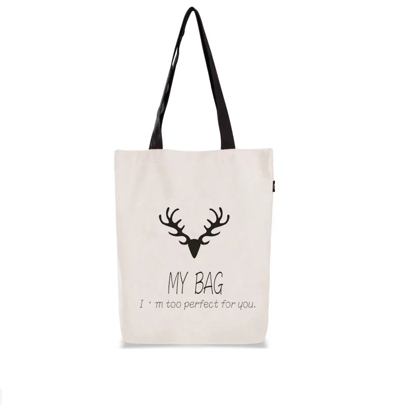

Fashion Colored Handle Canvas Bag Custom LOGO Printed Shopping Tote F2117