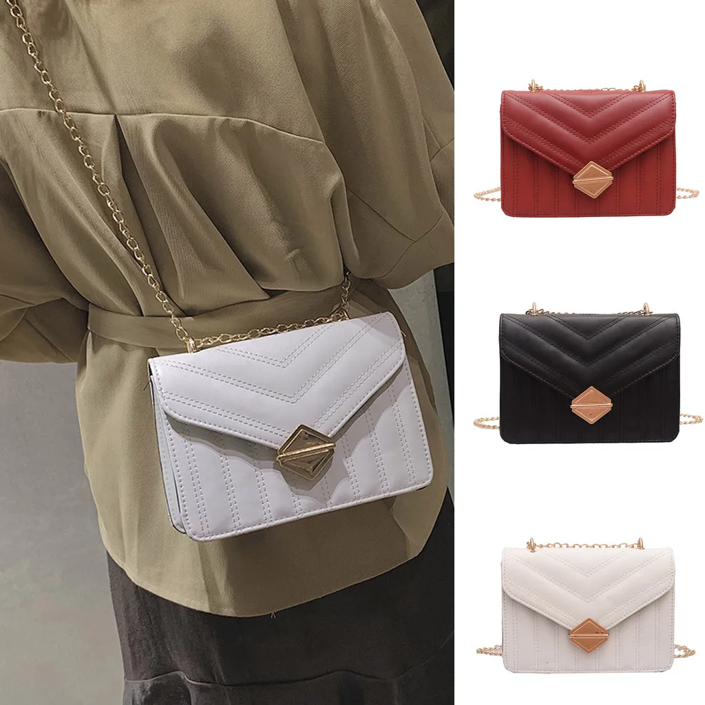 

Woman Bag Fashion Lady Retro Chain Wild Solid Color Shoulder Messenger Small Squar torebka damska bags for women 2019